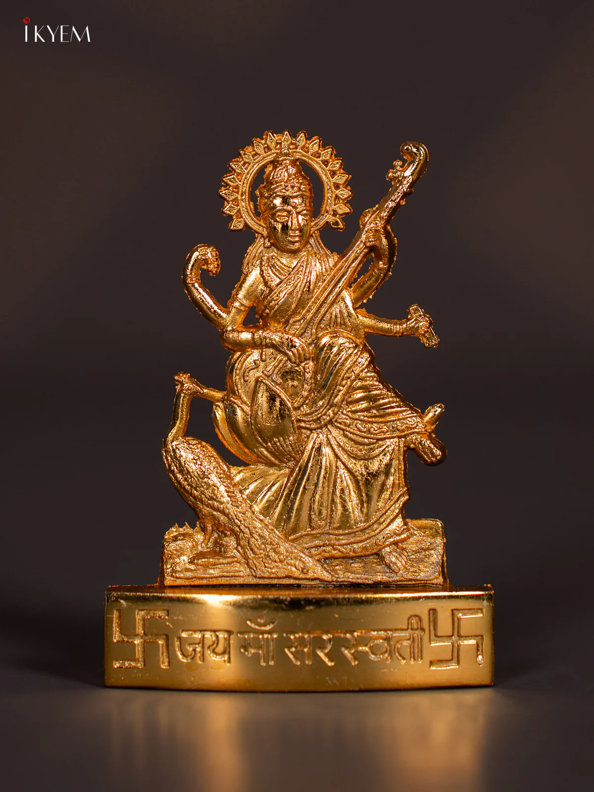 Exquisite Gold Plated Goddess Saraswati Idol - KI22114