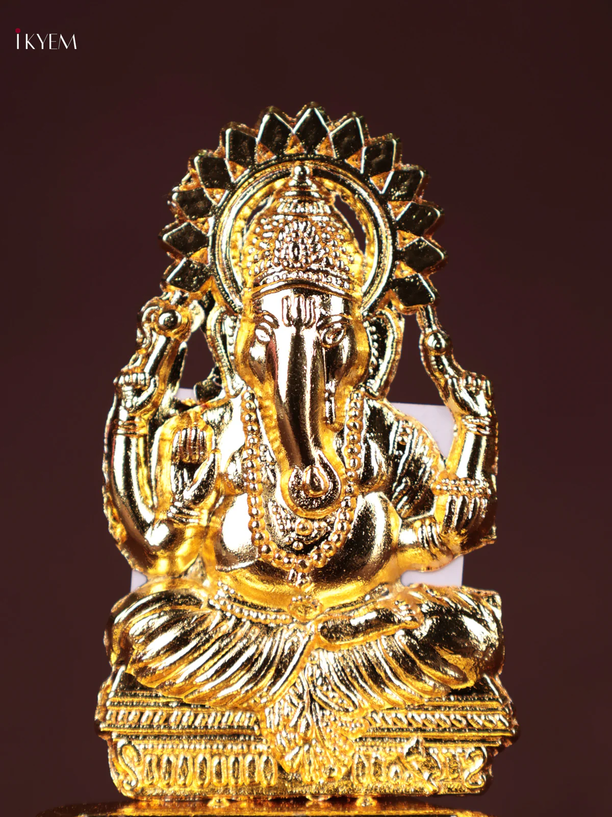 Elegant Gold Plated Shank Diya With Lord Ganesha - KG15115 - Image 2