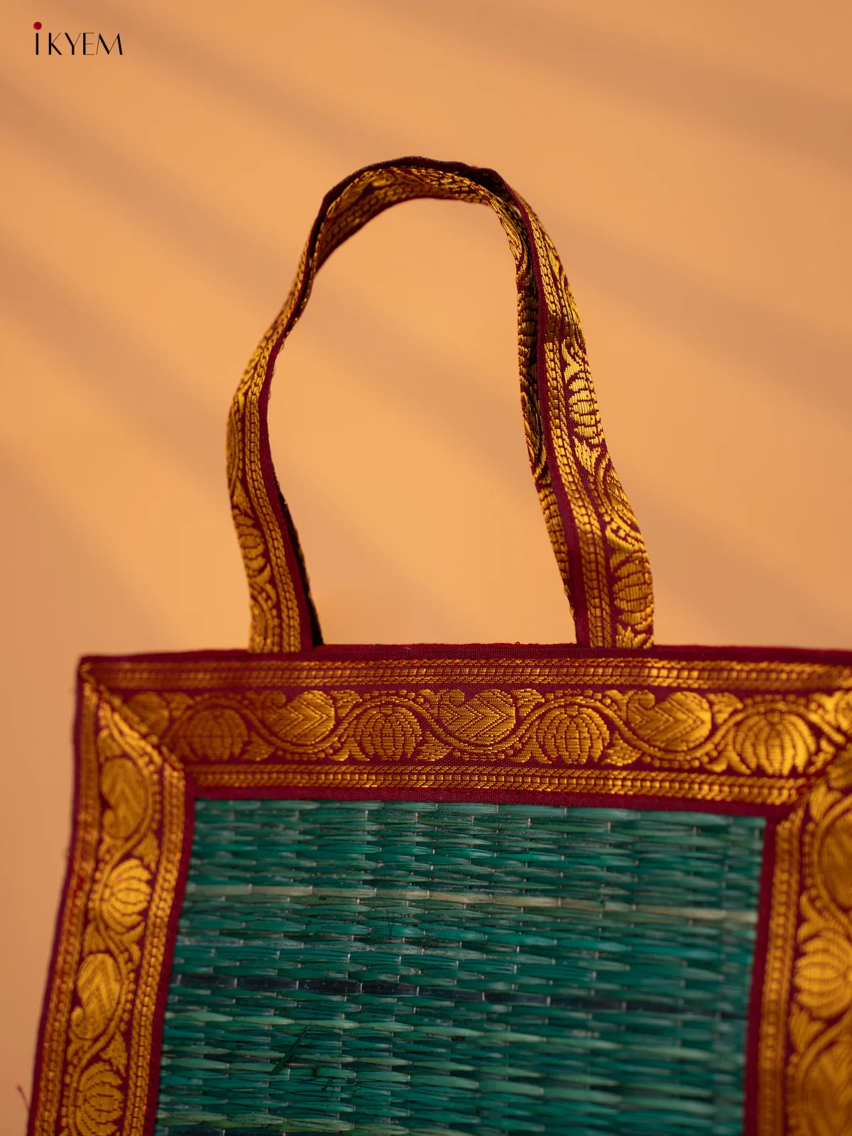 Green Korai Bag with Zari Borders, a Perfect Return Gift - KD02114 - Image 4