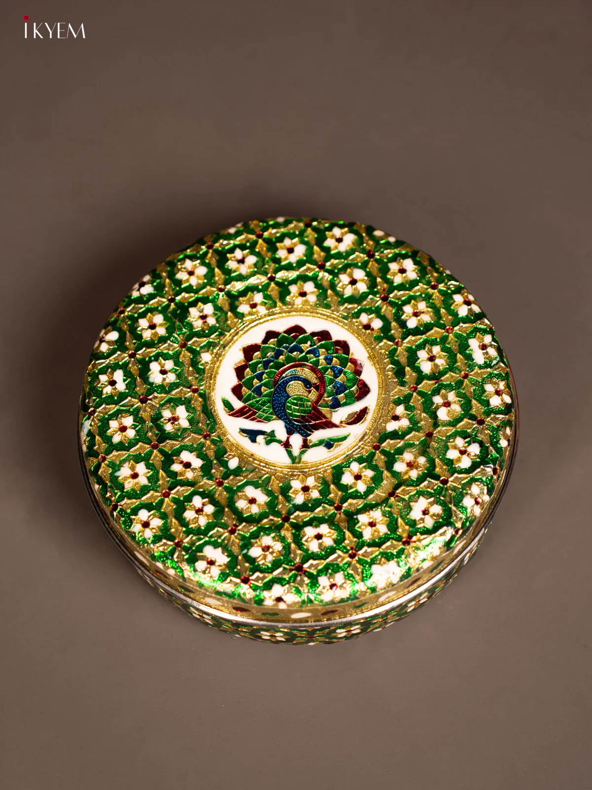 Traditional Green Meenakari Masala Box - KE29189