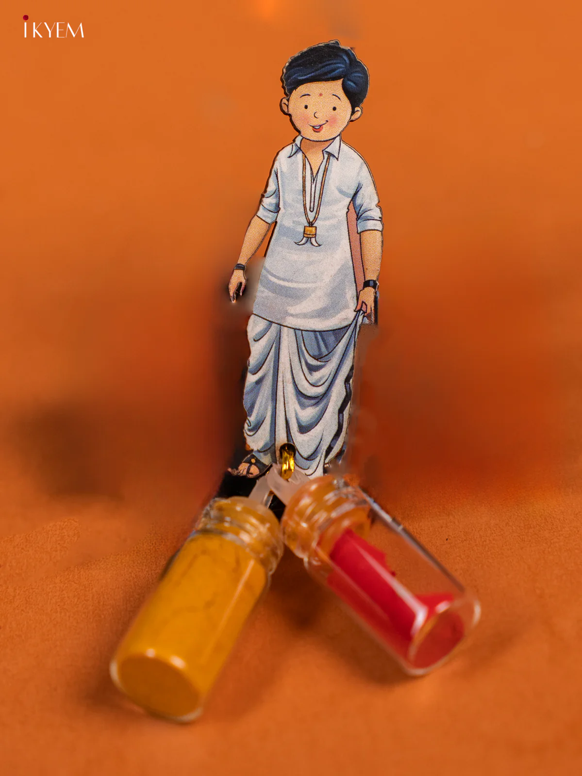 Haldi Kumkum bottle set With Indian Boy Motif - KE31127