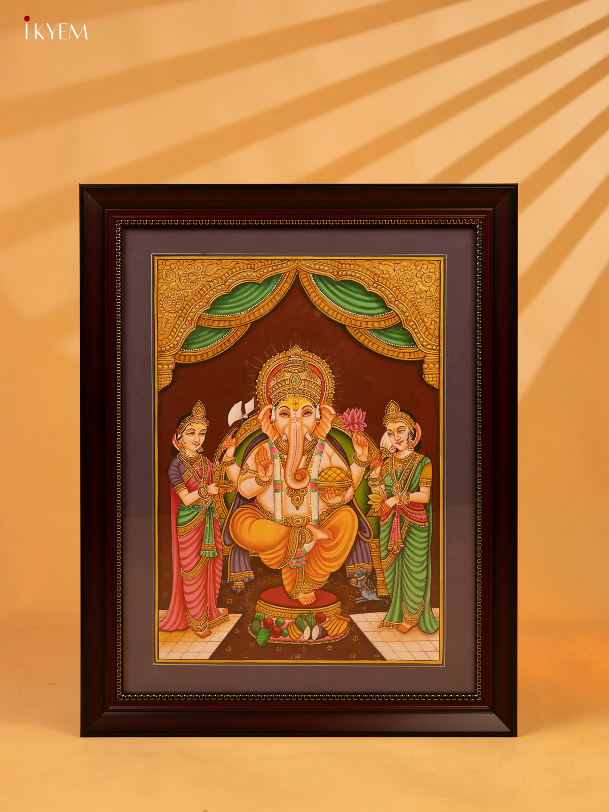 Ganesha with Riddhi & Siddhi Hand Painted wall decor - KL07113