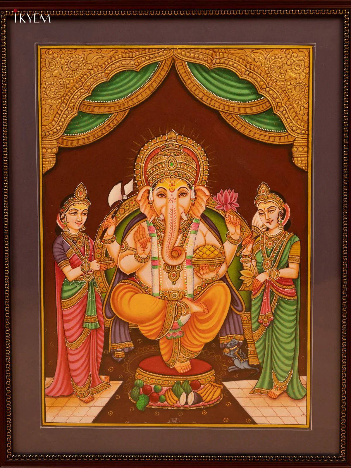 Ganesha with Riddhi & Siddhi Hand Painted wall decor - KL07113 - Image 3