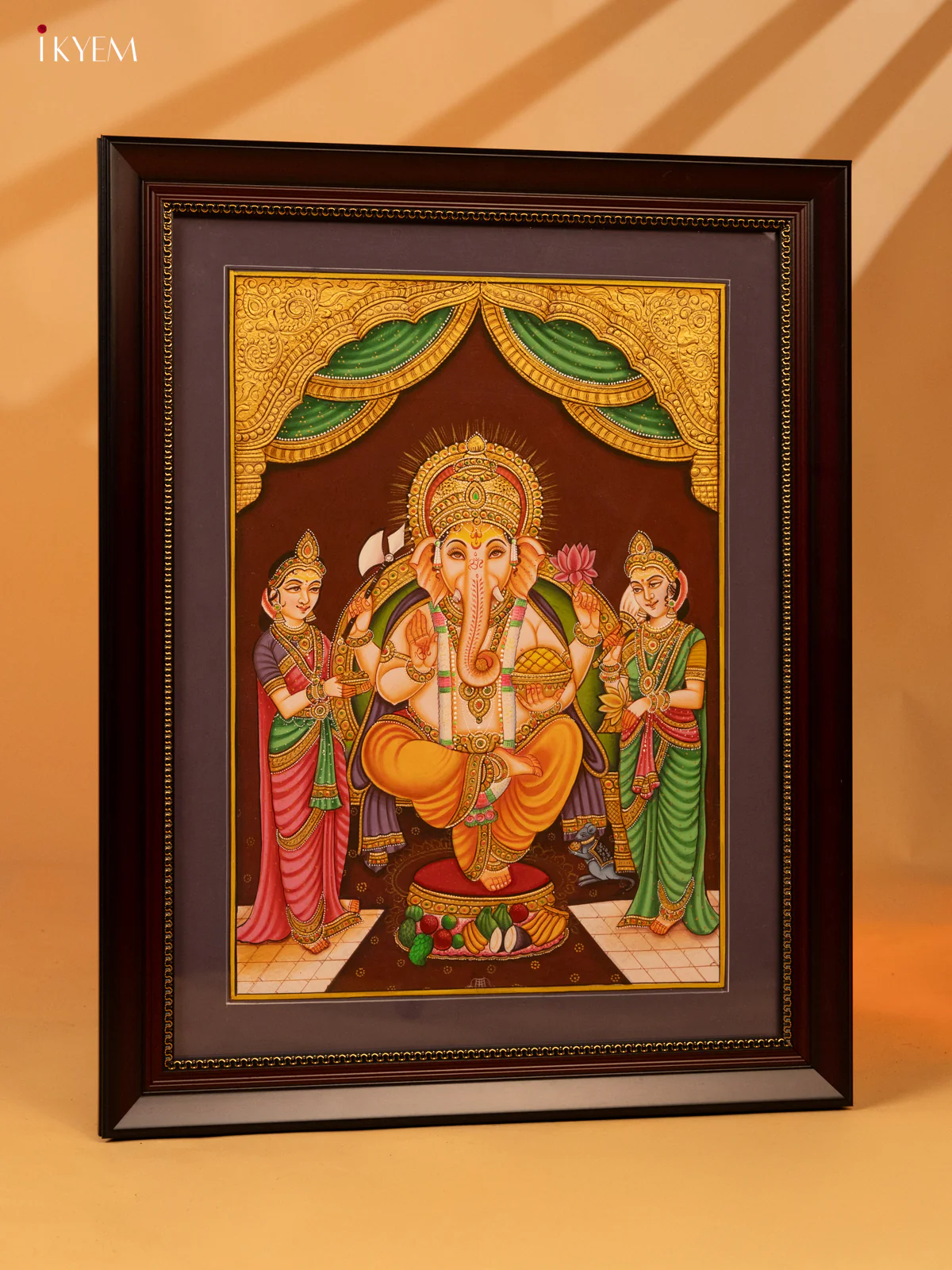 Ganesha with Riddhi & Siddhi Hand Painted wall decor - KL07113 - Image 5