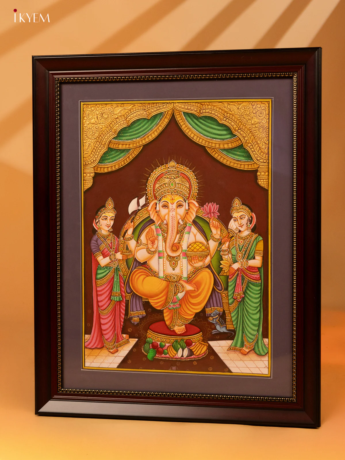 Ganesha with Riddhi & Siddhi Hand Painted wall decor - KL07113 - Image 6