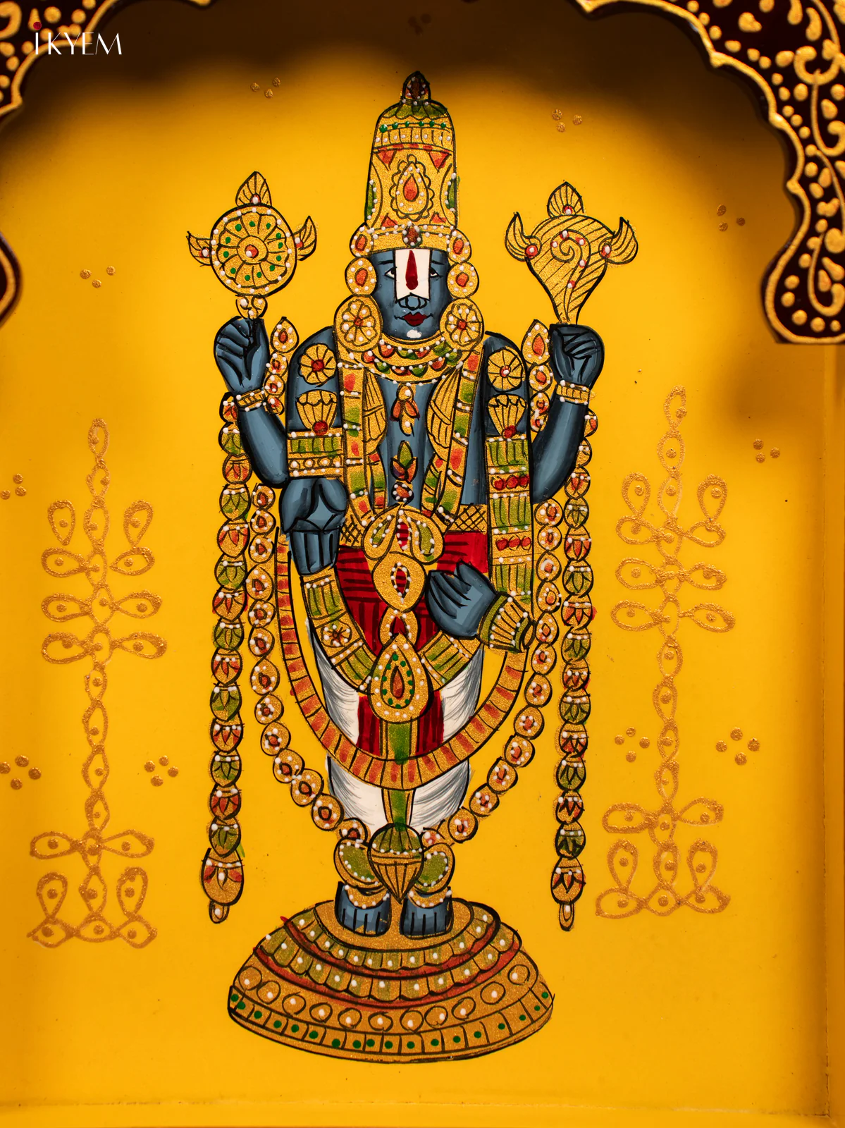 Hand-Painted Wooden Tirupati Balaji Wall Frame - 12 Inches - KG01130 - Image 2