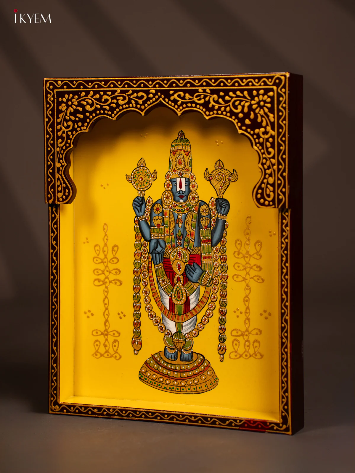 Hand-Painted Wooden Tirupati Balaji Wall Frame - 12 Inches - KG01130 - Image 4