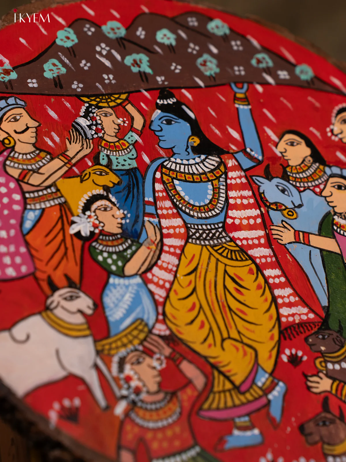 Pattachitra Art Painting - Krishna's Protection(10x10) - KA04111 - Image 5