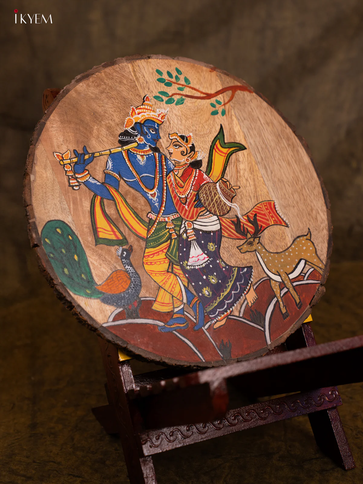 Pattachitra Art Painting - Radha Krishna (10x10) - KA04114 - Image 4