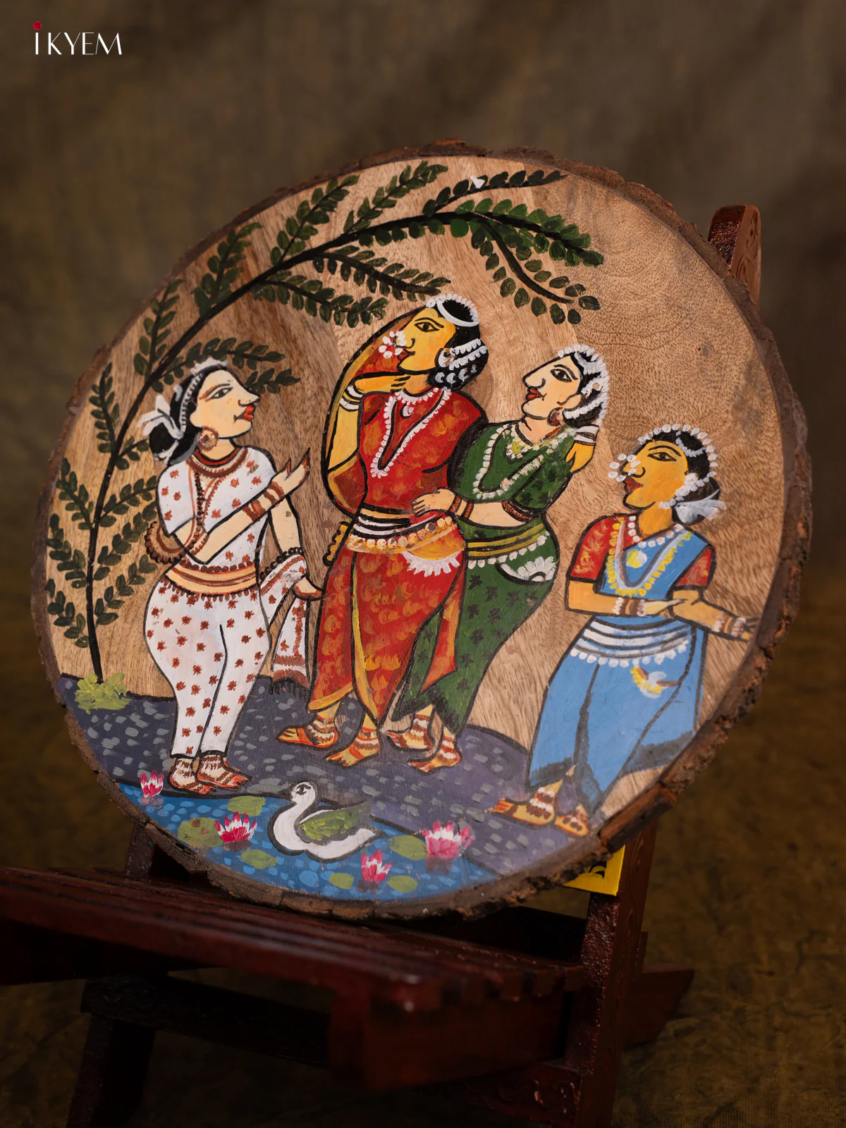 Pattachitra Art Painting -Radha with Gopikas (10x10) - KA04116 - Image 2