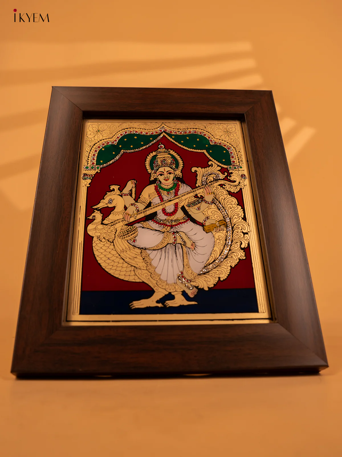 Reverse Glass Painted Photo Frame (10x8) - Saraswathi - KA07121 - Image 3