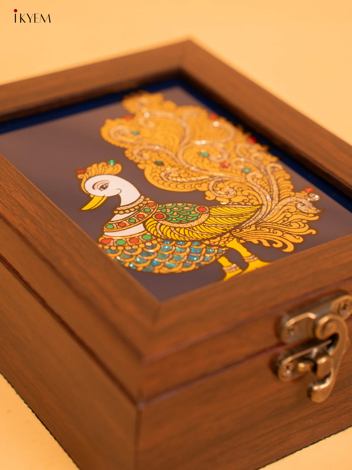 Reverse Glass Painted Jewel box (6x5) - Annapakshi - KA07128 - Image 6