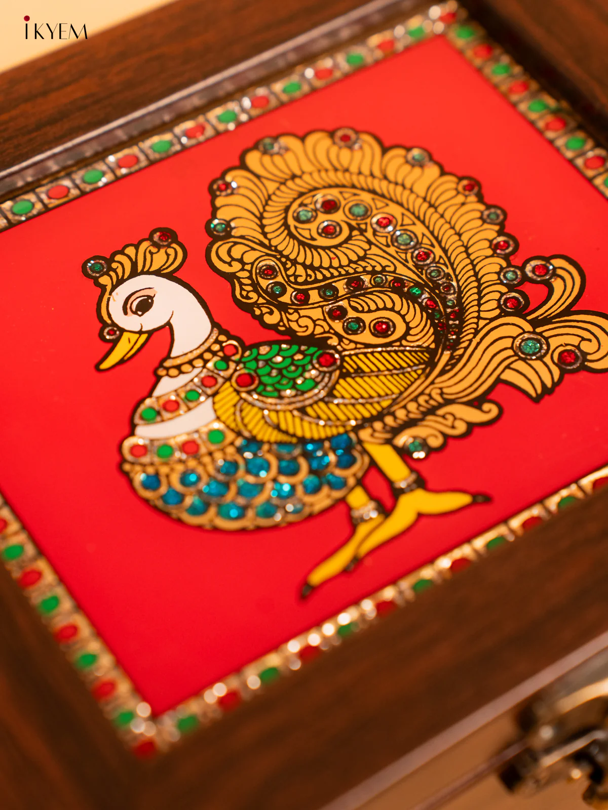 Reverse Glass Painted Jewel box (6x5) - Annapakshi - KA07128 - Image 9