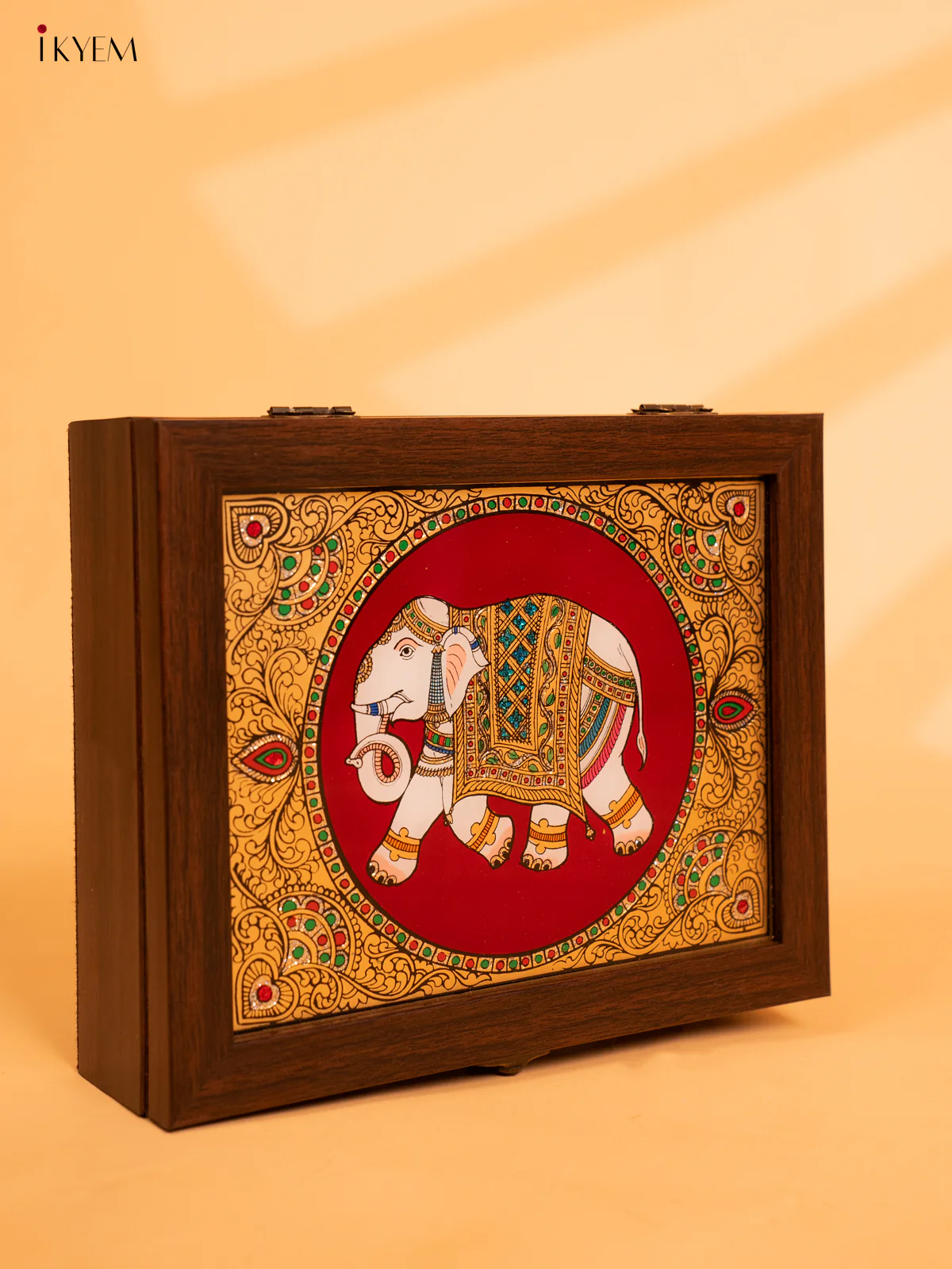 Reverse Glass Painted Jewel box (9x7) - Elephant - KA07129 - Image 2