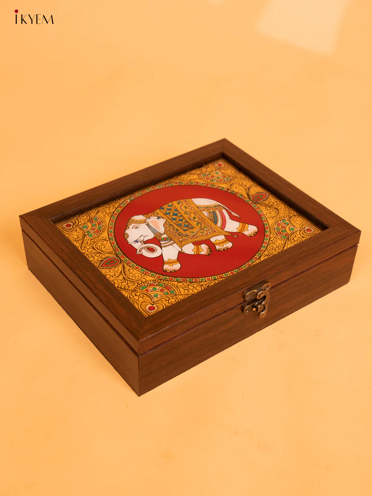 Reverse Glass Painted Jewel box (9x7) - Elephant - KA07129 - Image 3