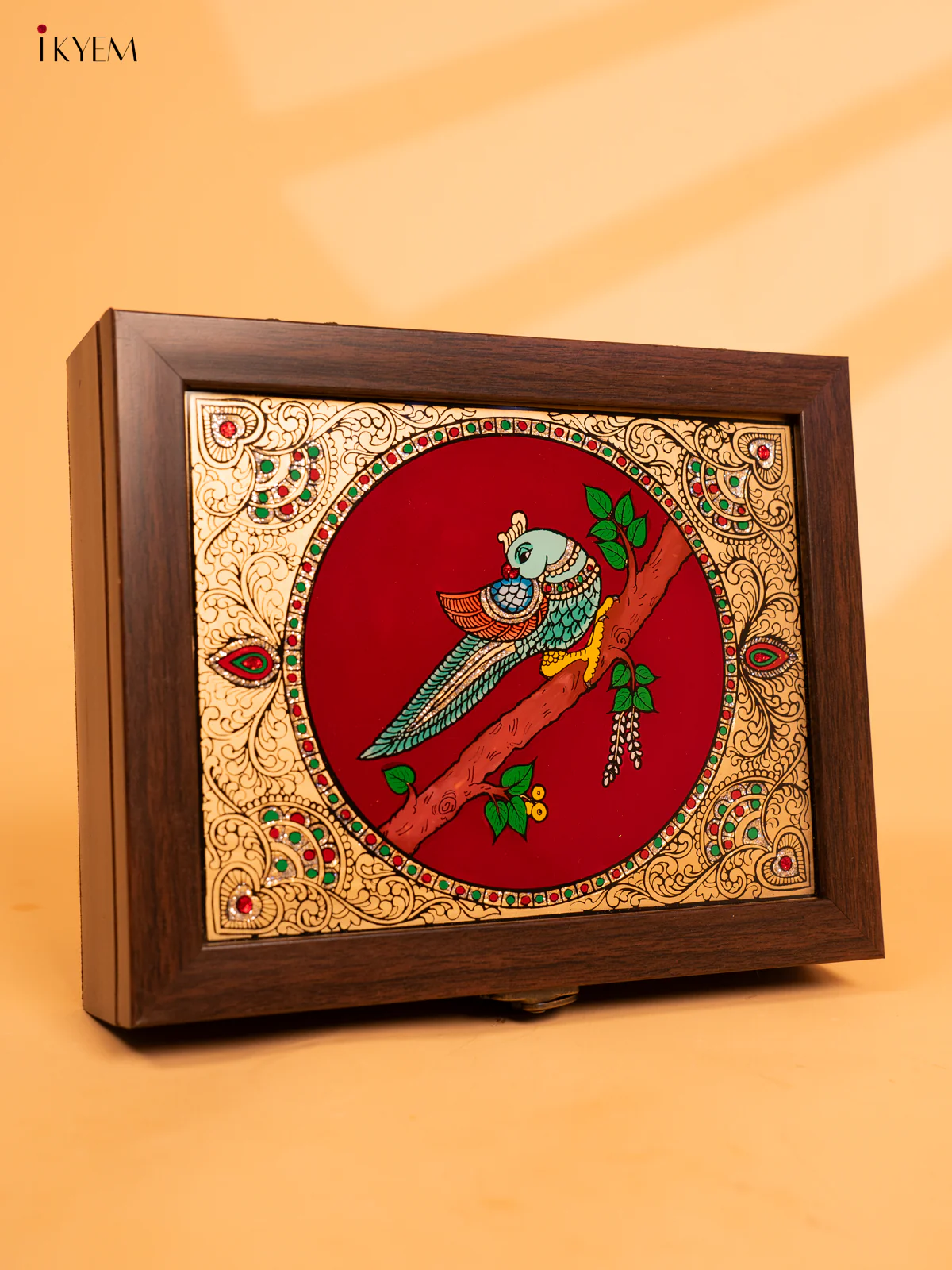 Reverse Glass Painted Jewel box (9x7) - Parrot - KA07131 - Image 3