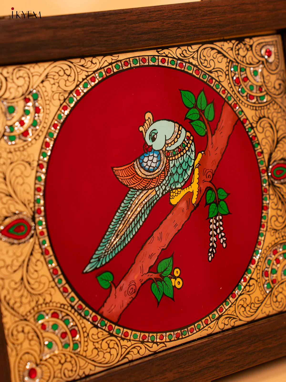 Reverse Glass Painted Jewel box (9x7) - Parrot - KA07131 - Image 4