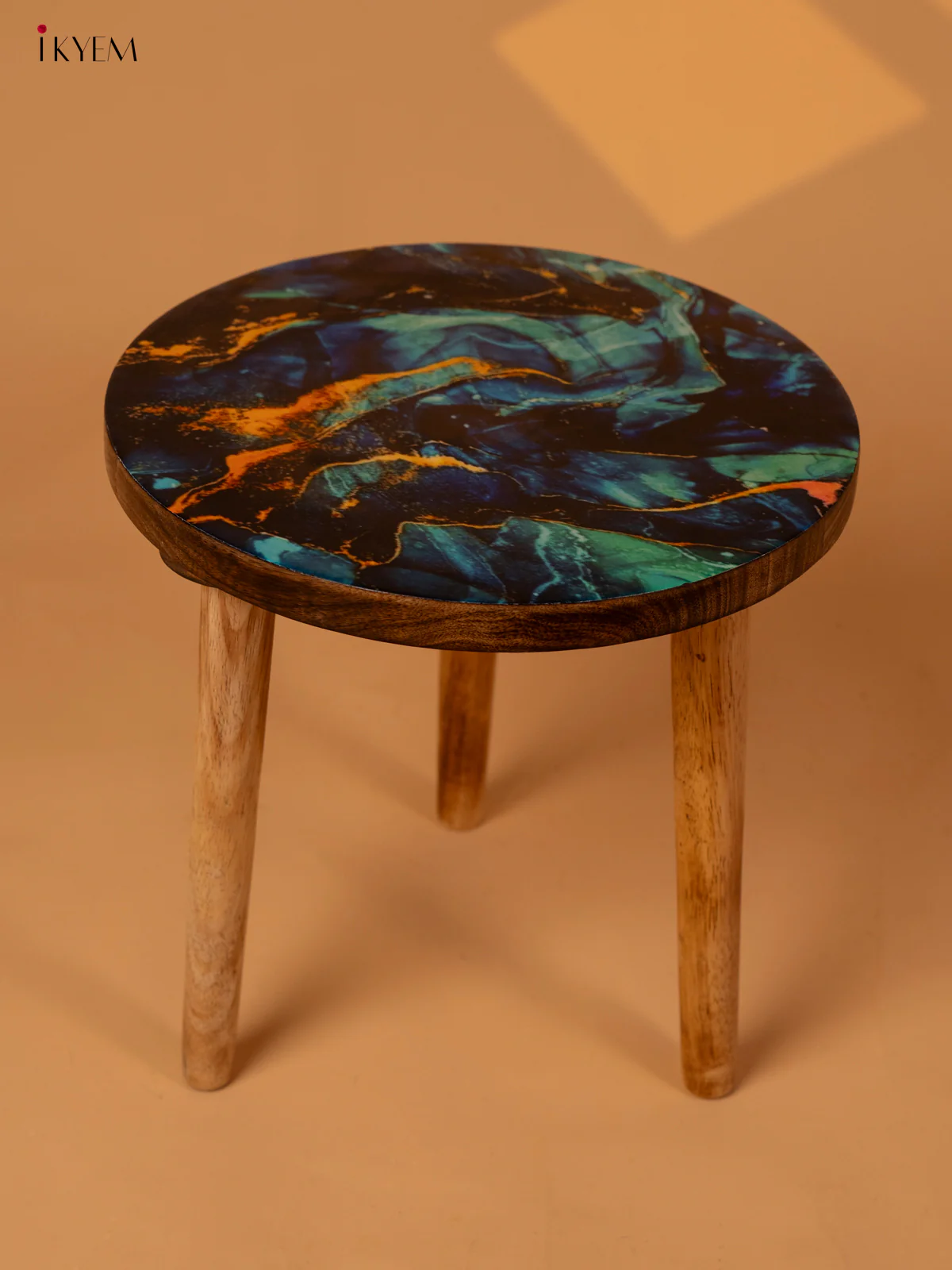 Abstract Digital Printed Seater Wooden Stool - 12 Inches - KA11160 - Image 2