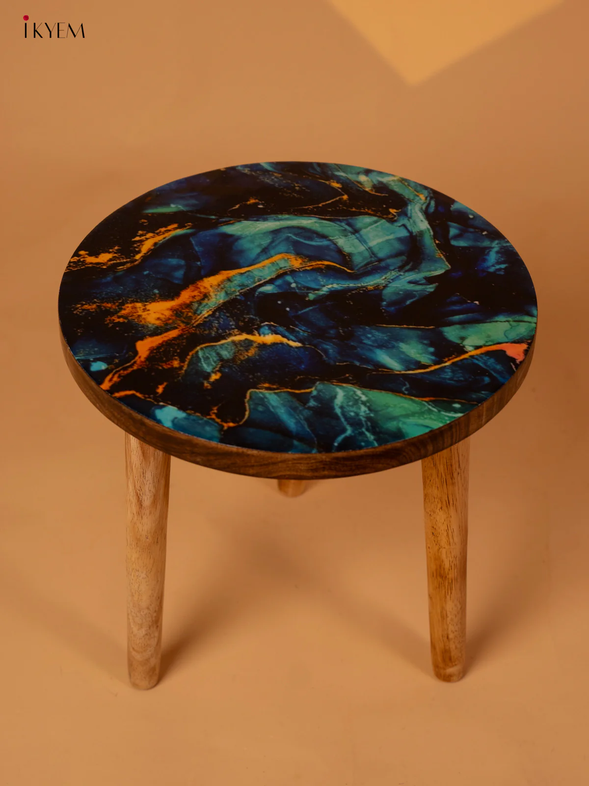 Abstract Digital Printed Seater Wooden Stool - 12 Inches - KA11160 - Image 3