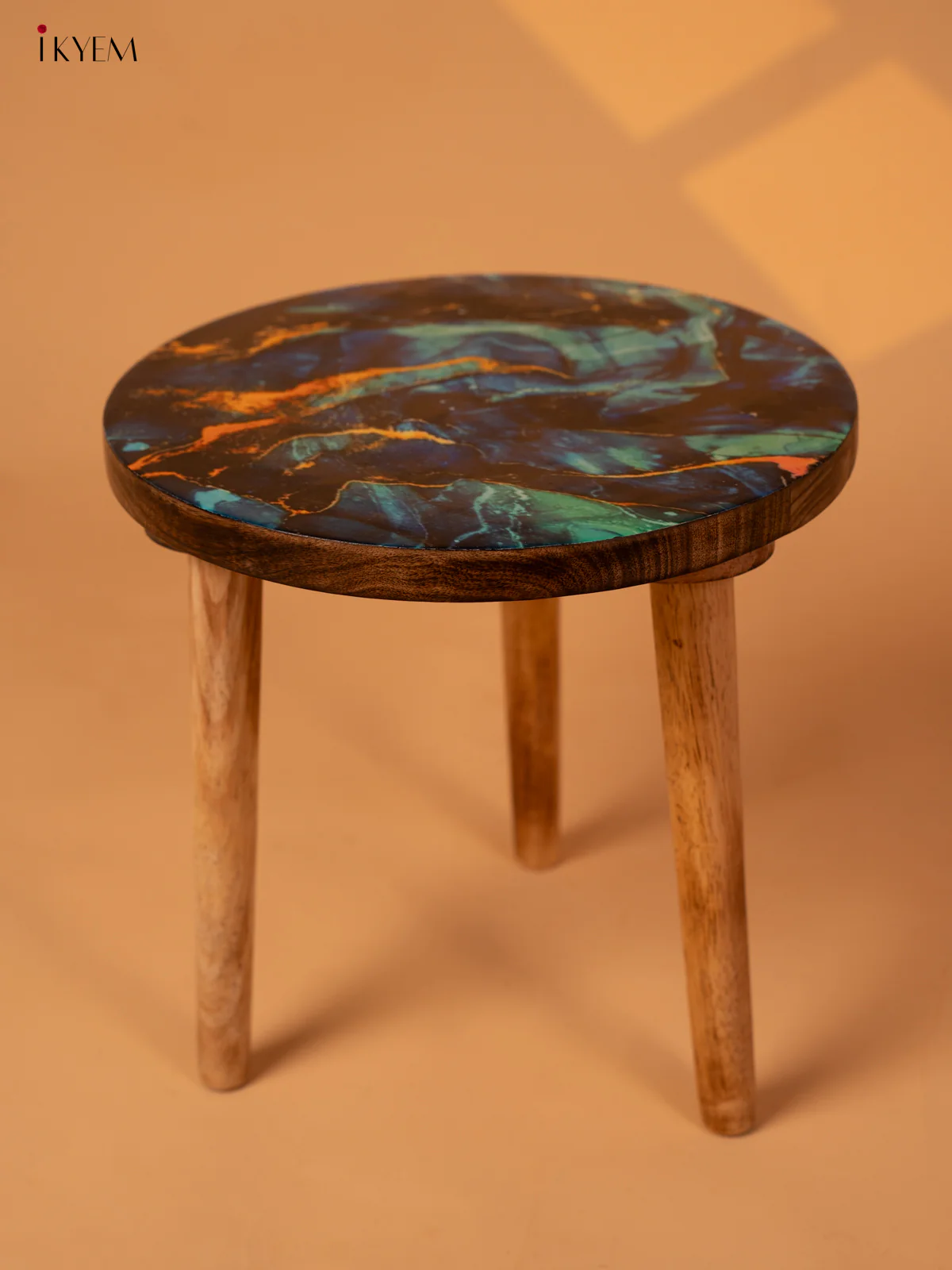 Abstract Digital Printed Seater Wooden Stool - 12 Inches - KA11160 - Image 4
