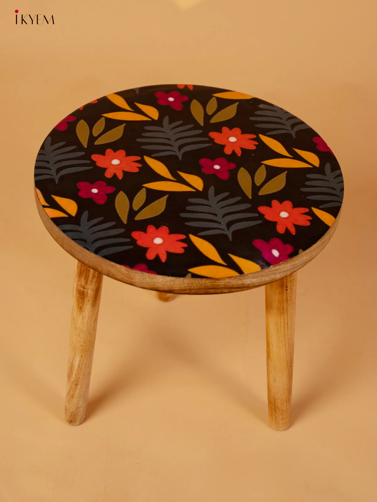 Floral Digital Printed Seater Wooden Stool- 12 Inches - KA11161 - Image 4