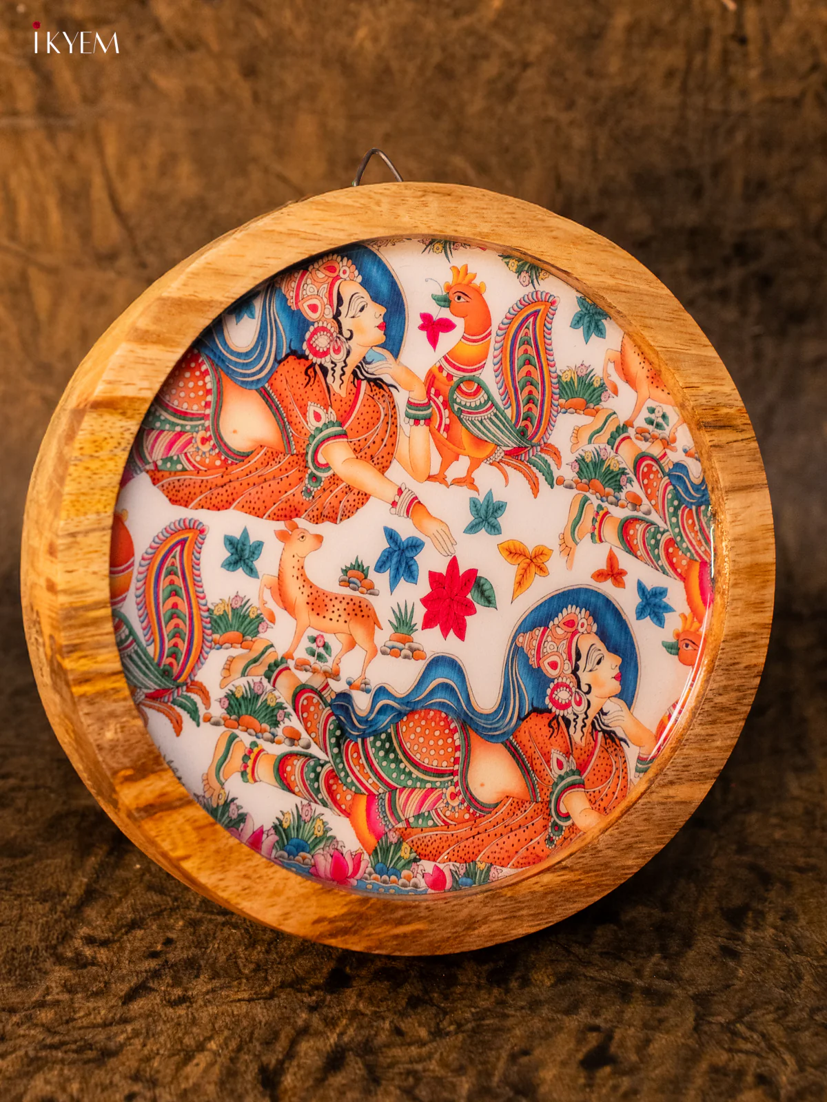 Wooden Digital Printed Wall Hanging Plate - 6 inch - Kalamkari - KA11163 - Image 4