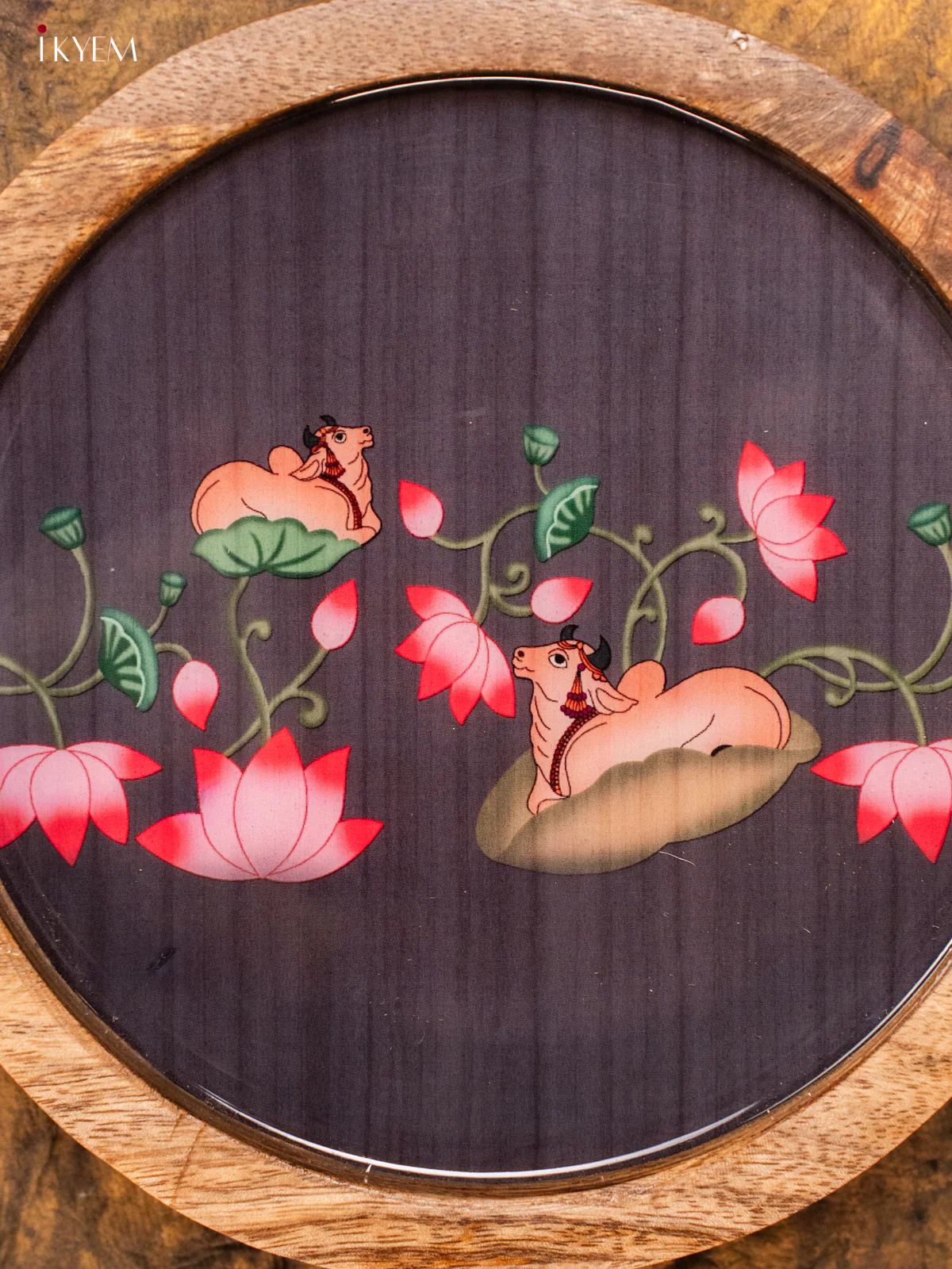 Wooden Digital Printed Wall Hanging Plate - 6 inch - Pichwai - KA11164 - Image 3