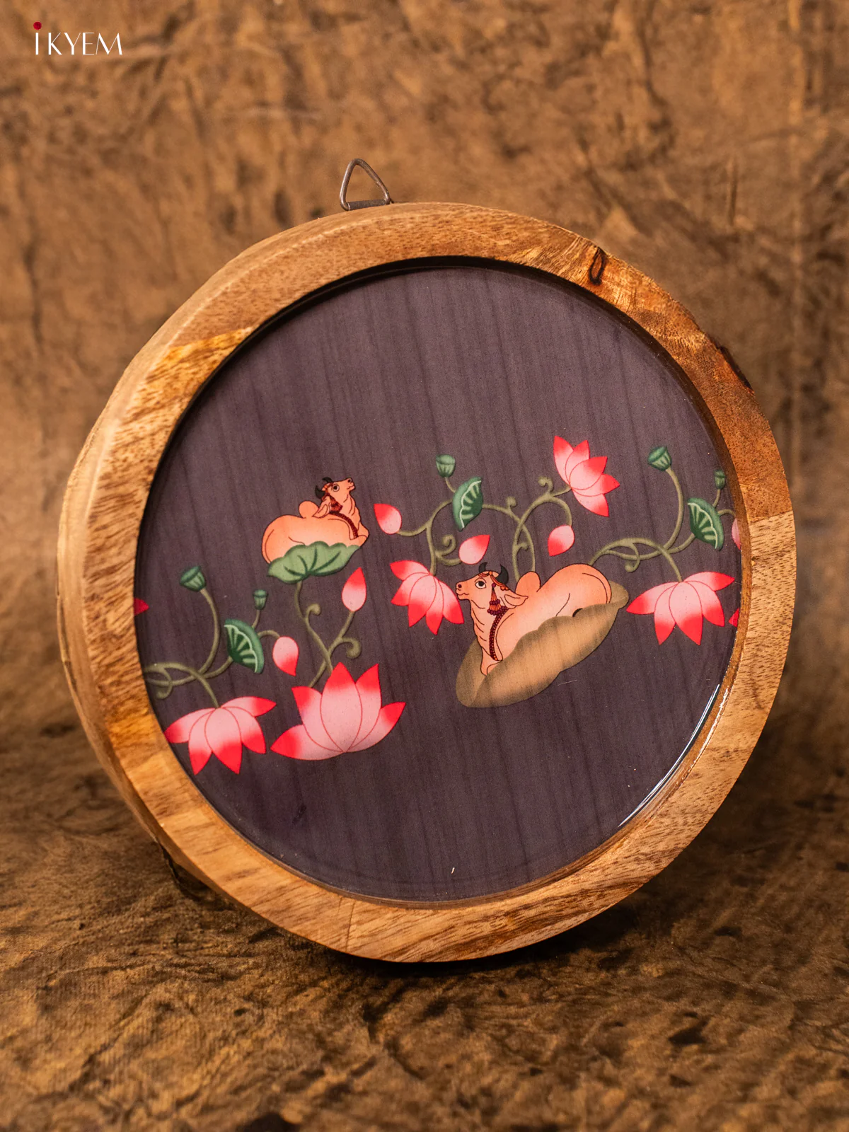 Wooden Digital Printed Wall Hanging Plate - 6 inch - Pichwai - KA11164 - Image 4