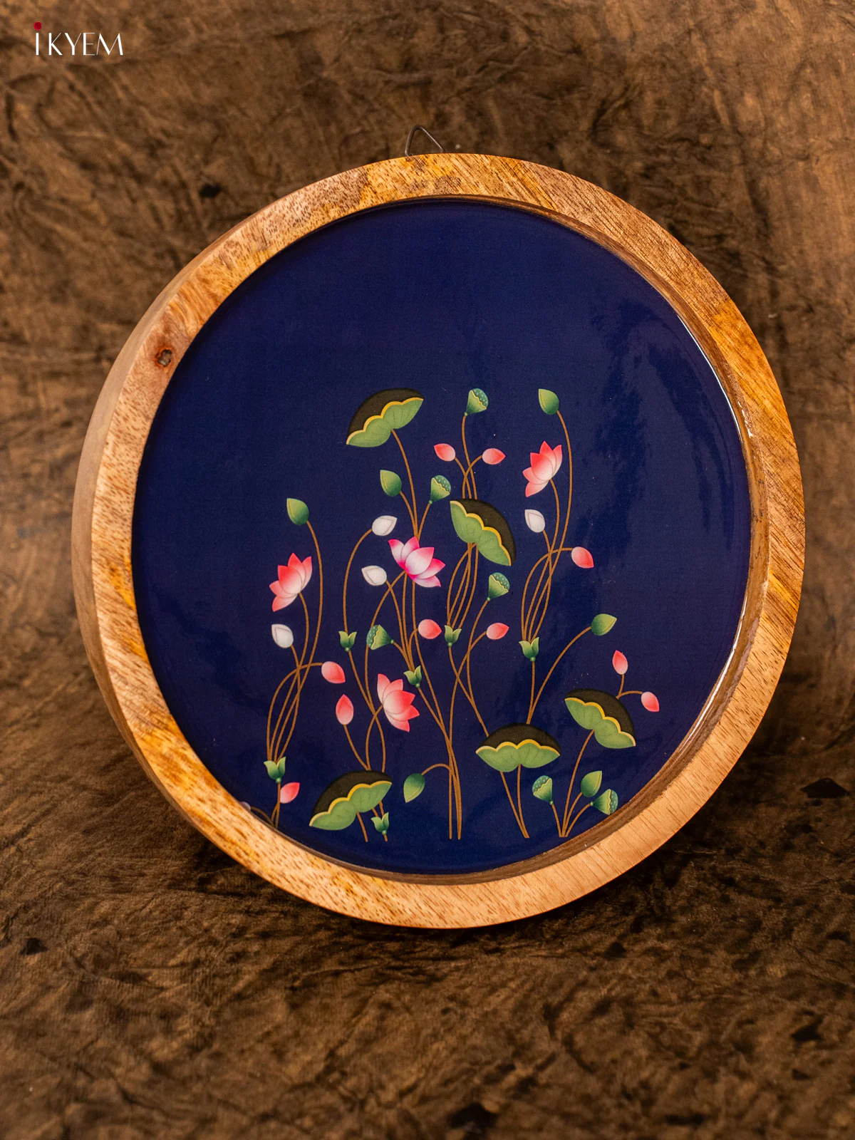 Wooden Digital Printed Wall Hanging Plate - 8 inch - Pichwai Lotus - KA11166 - Image 3