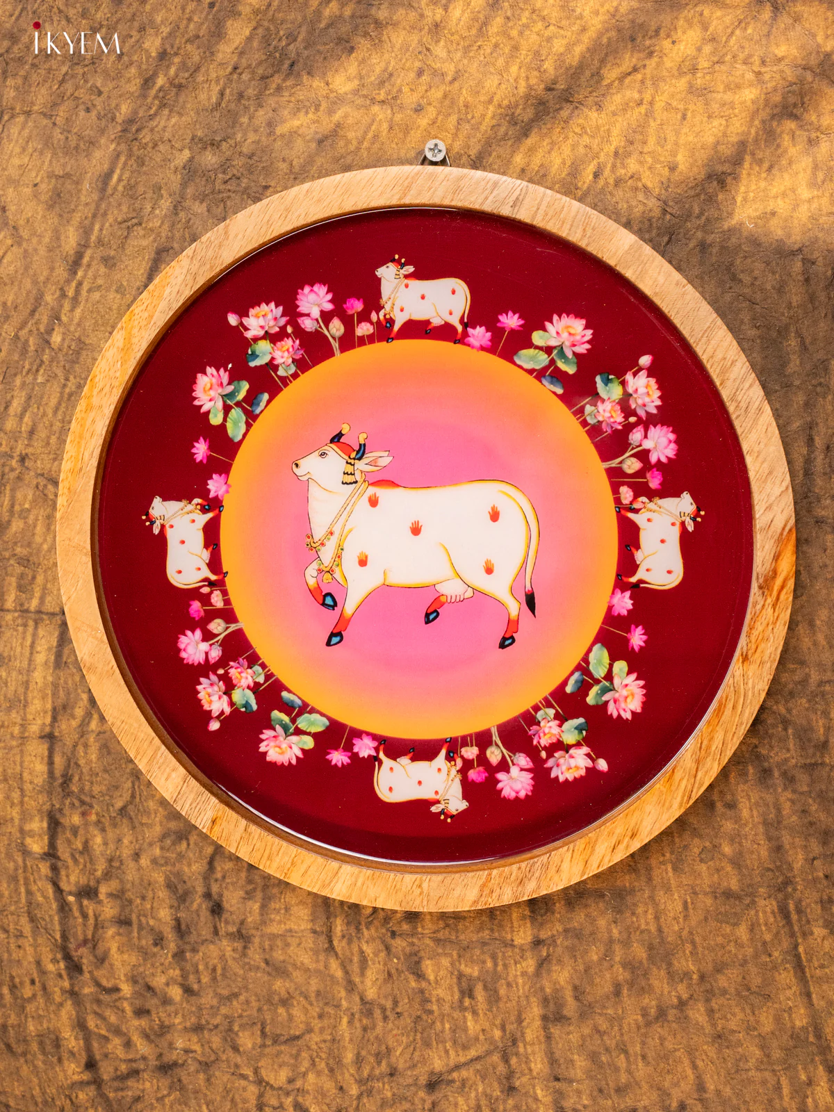 Wooden Digital Printed Wall Hanging Plate - 10 inch - Pichwai - KA11171 - Image 5