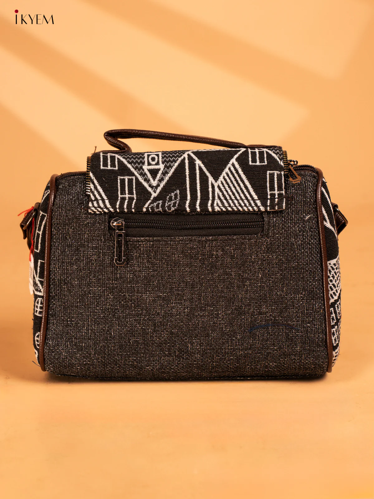 Sling Bag with Printed Gusset & Flap - Black - KA18113 - Image 6