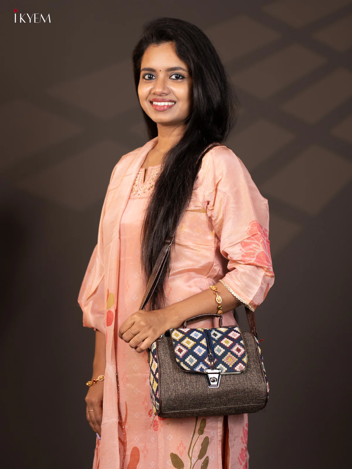 Sling Bag with Printed Gusset & Flap - Green - KA18114