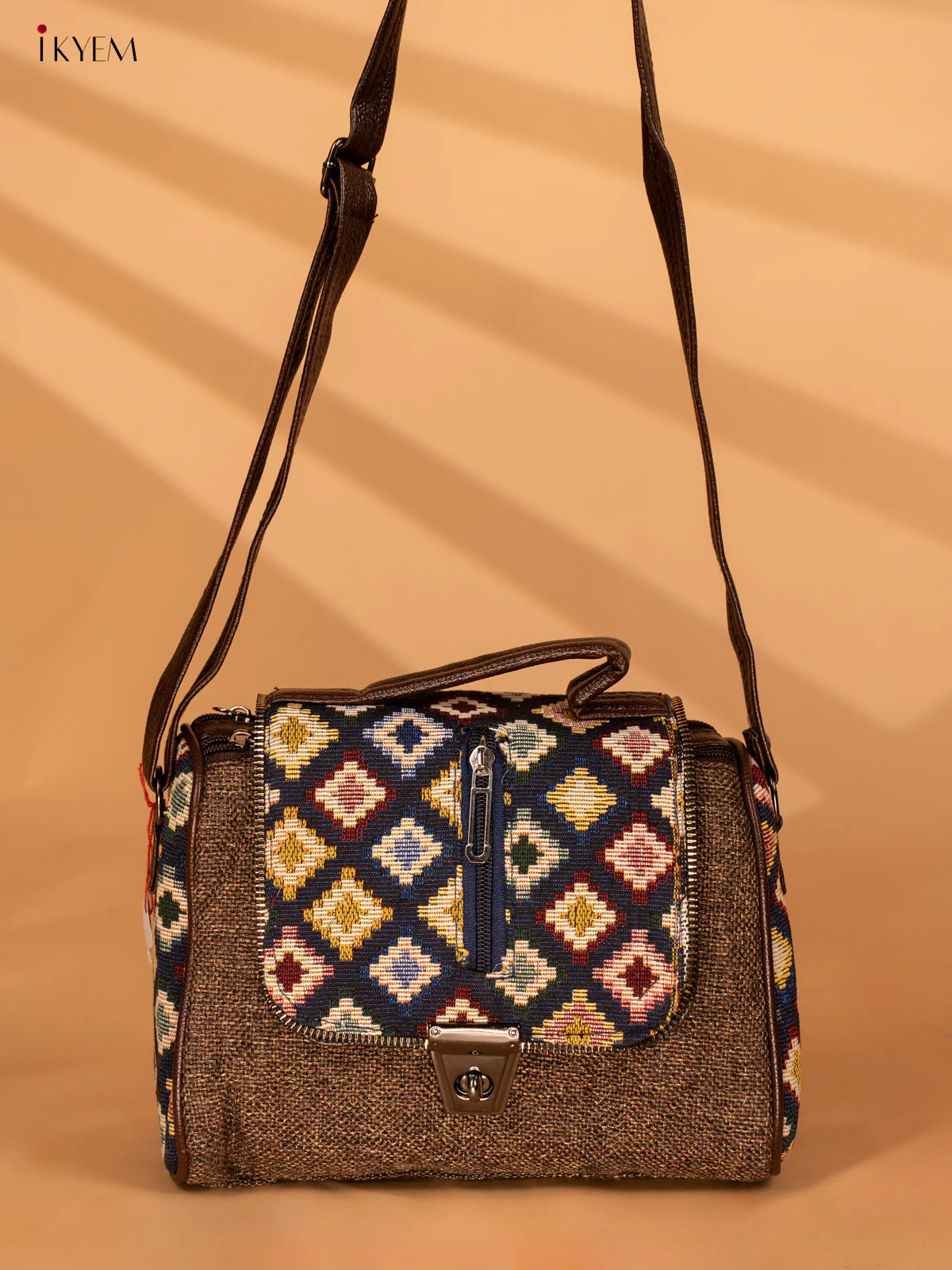 Sling Bag with Printed Gusset & Flap - Green - KA18114 - Image 5