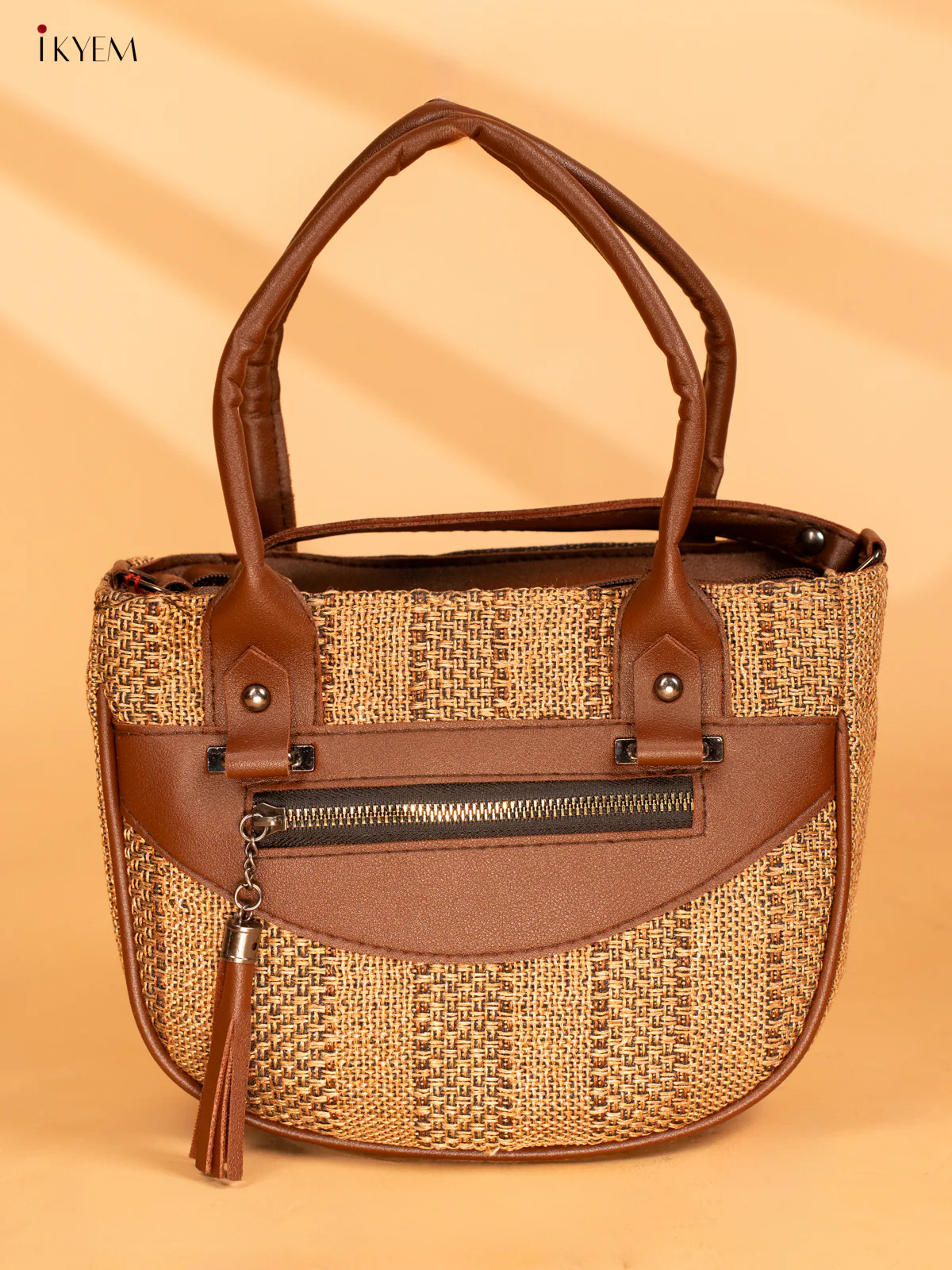 Printed Jute Sling Bag - Brown - KA18123 - Image 2