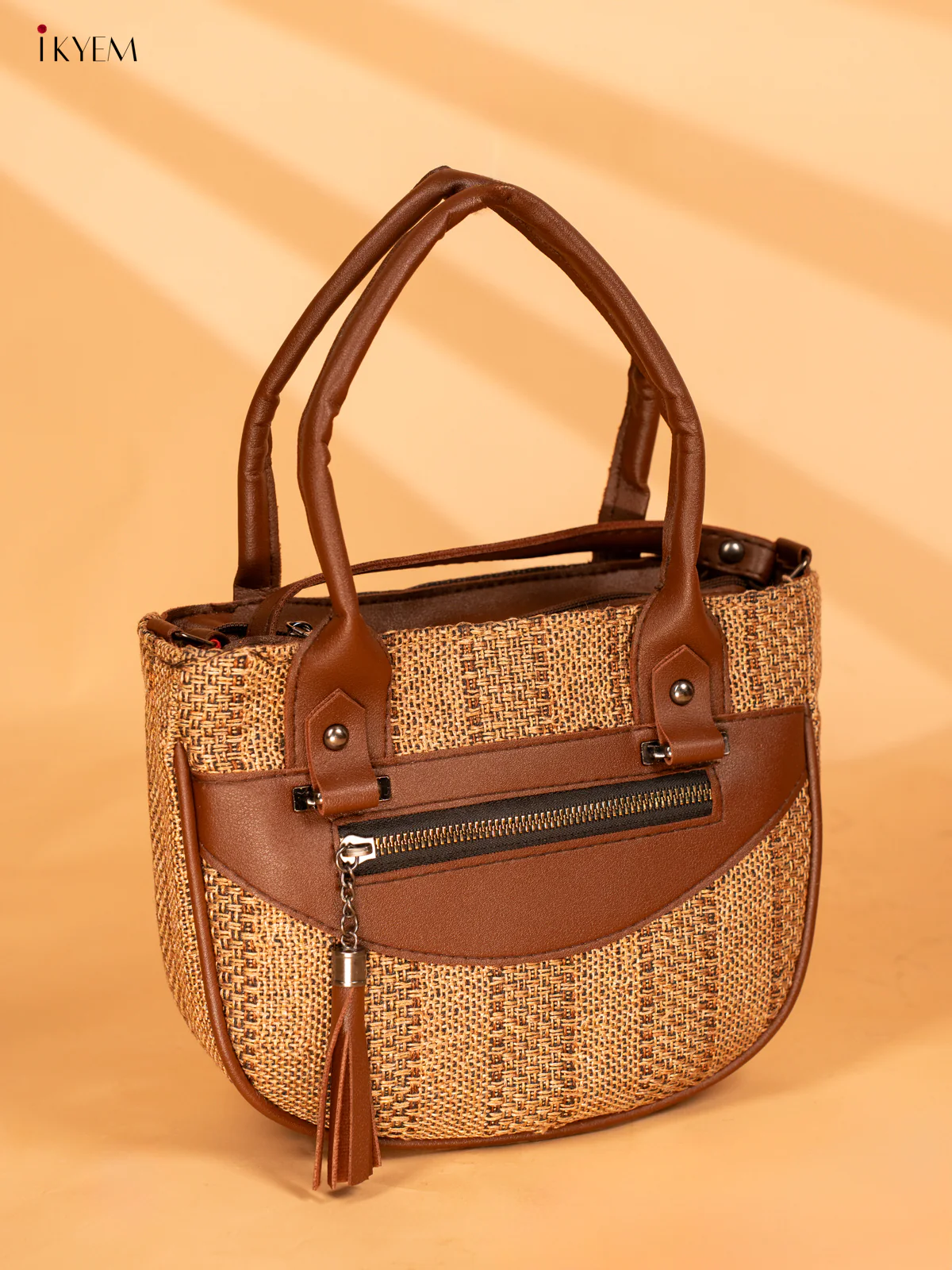 Printed Jute Sling Bag - Brown - KA18123 - Image 3