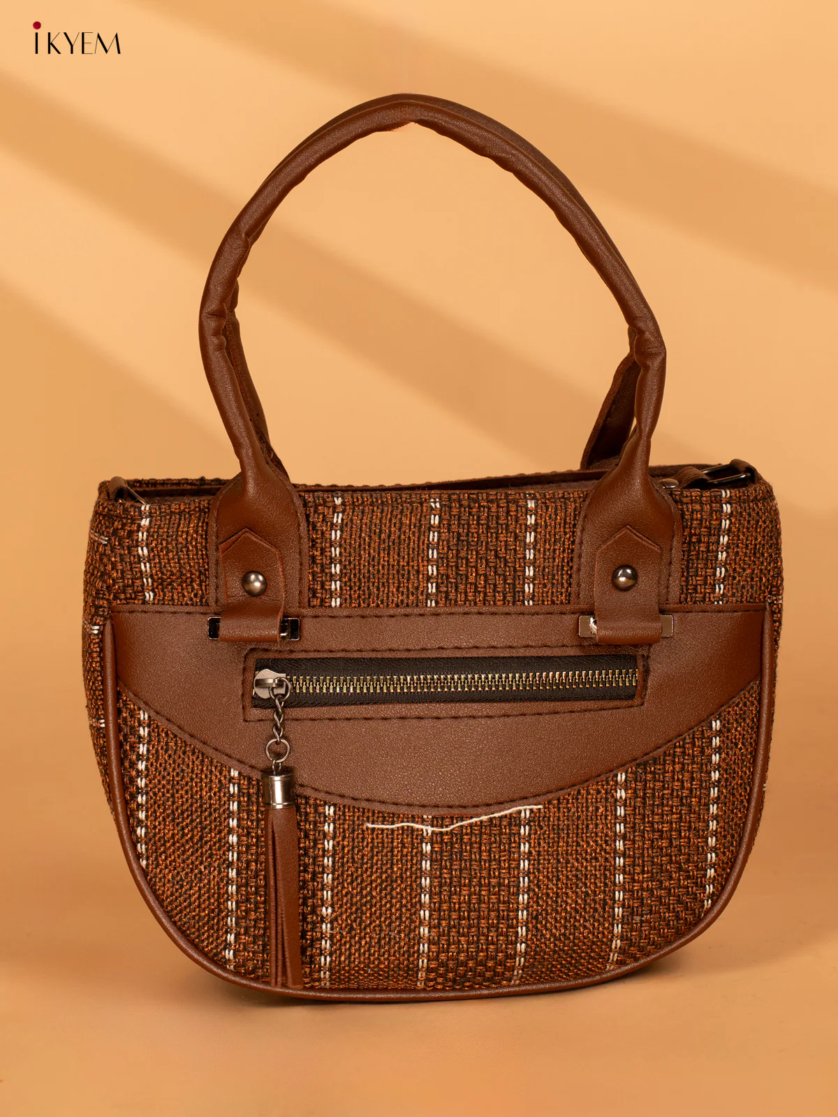 Printed Jute Sling Bag - Coffee Brown - KA18125 - Image 2