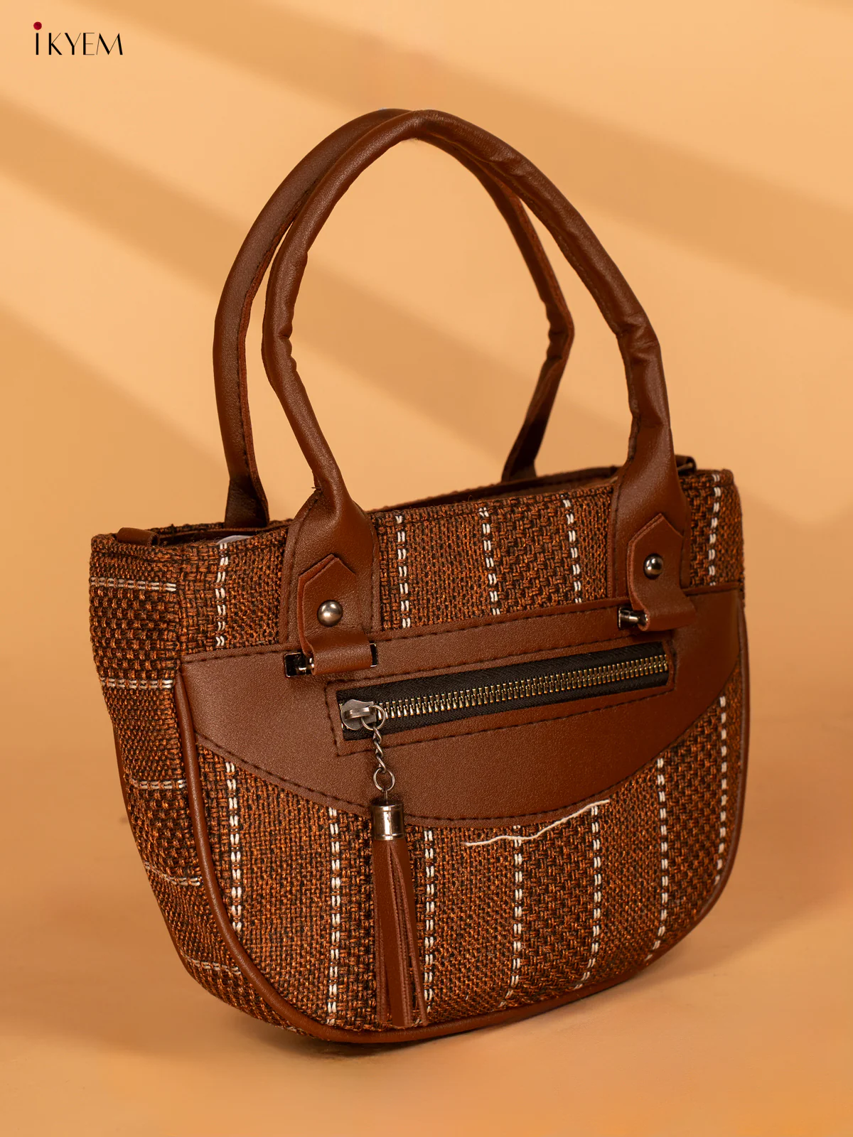 Printed Jute Sling Bag - Coffee Brown - KA18125 - Image 3