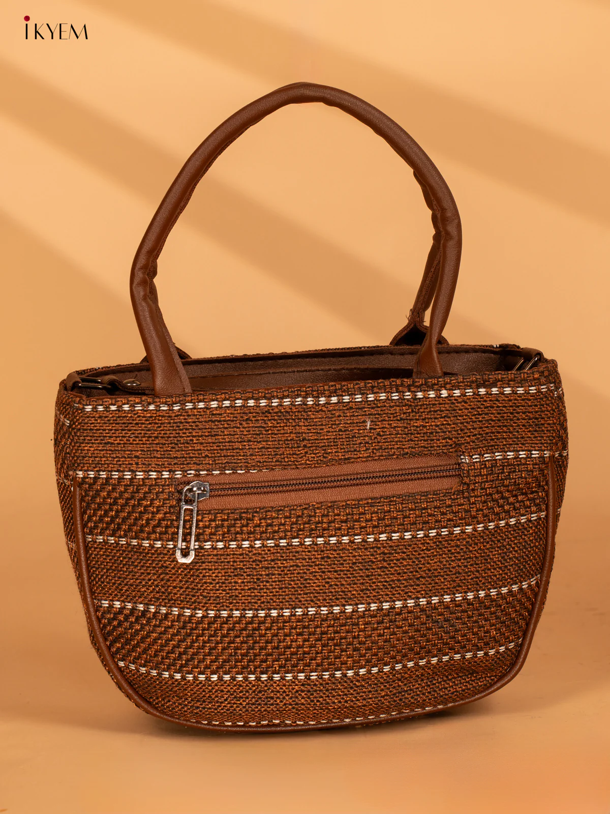 Printed Jute Sling Bag - Coffee Brown - KA18125 - Image 4