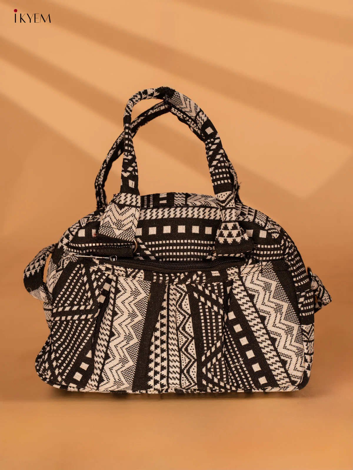 Printed Crushed Jute Sling Bag - Black - KA18127 - Image 2