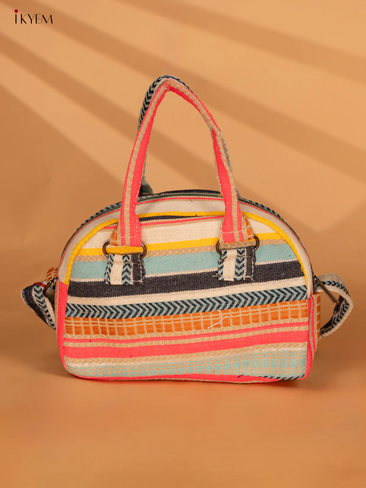 Printed Crushed Jute Sling Bag - Multicolour - KA18128 - Image 3