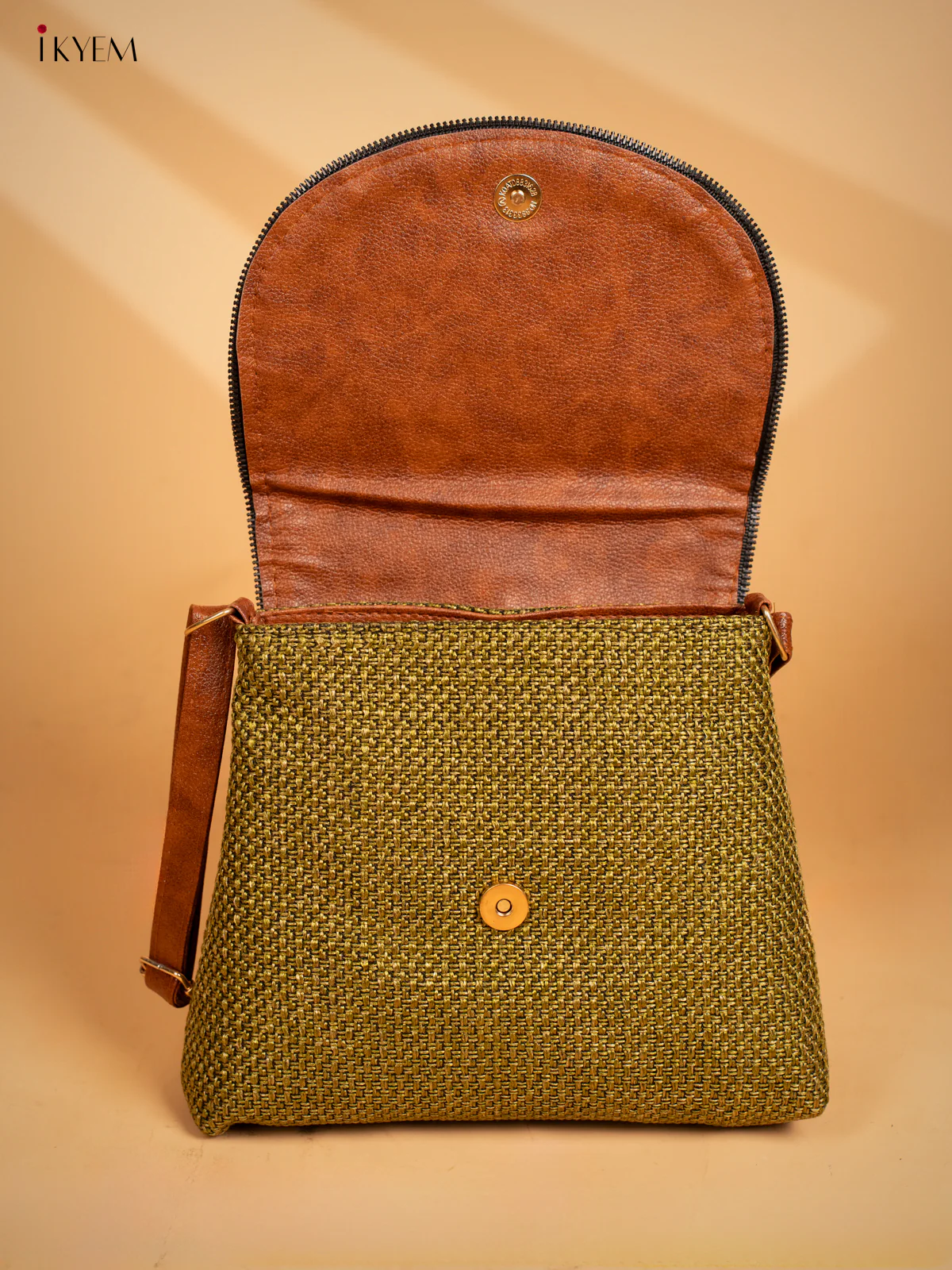 Jacquard Sling Bag with Printed Flap - Green - KA18131 - Image 3