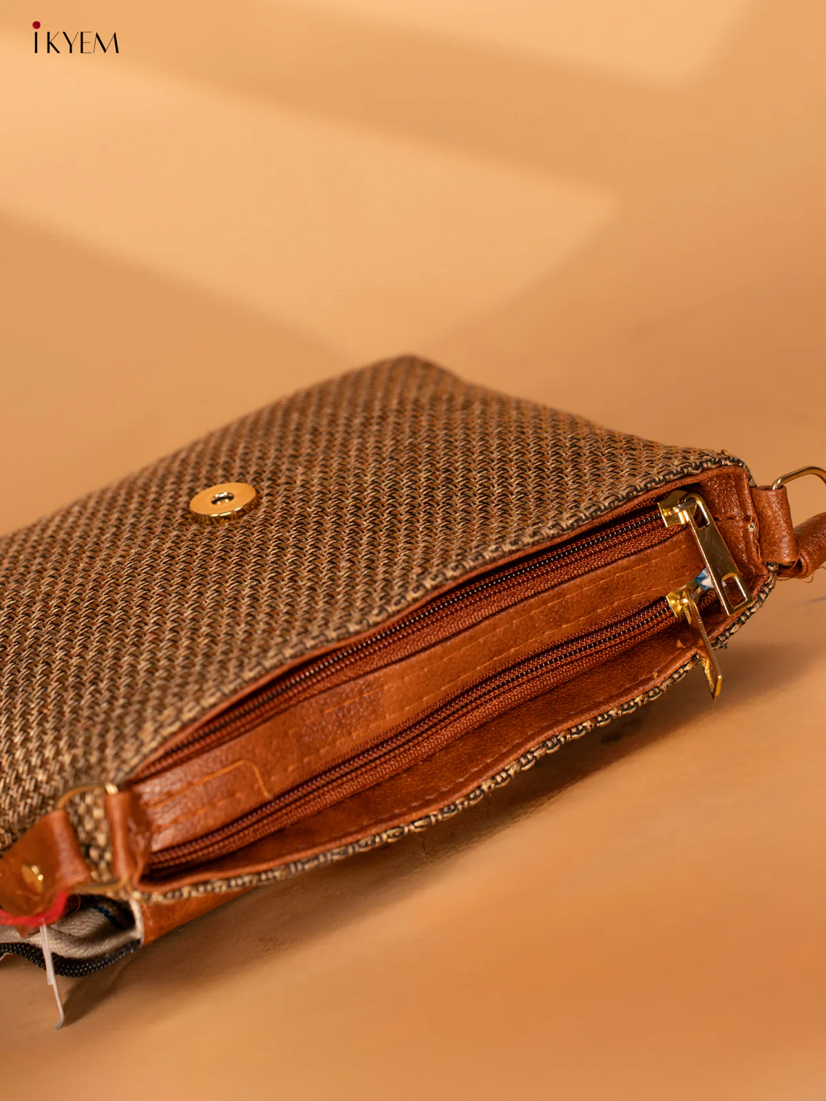 Jacquard Sling Bag with Printed Flap - Sandal - KA18133 - Image 5