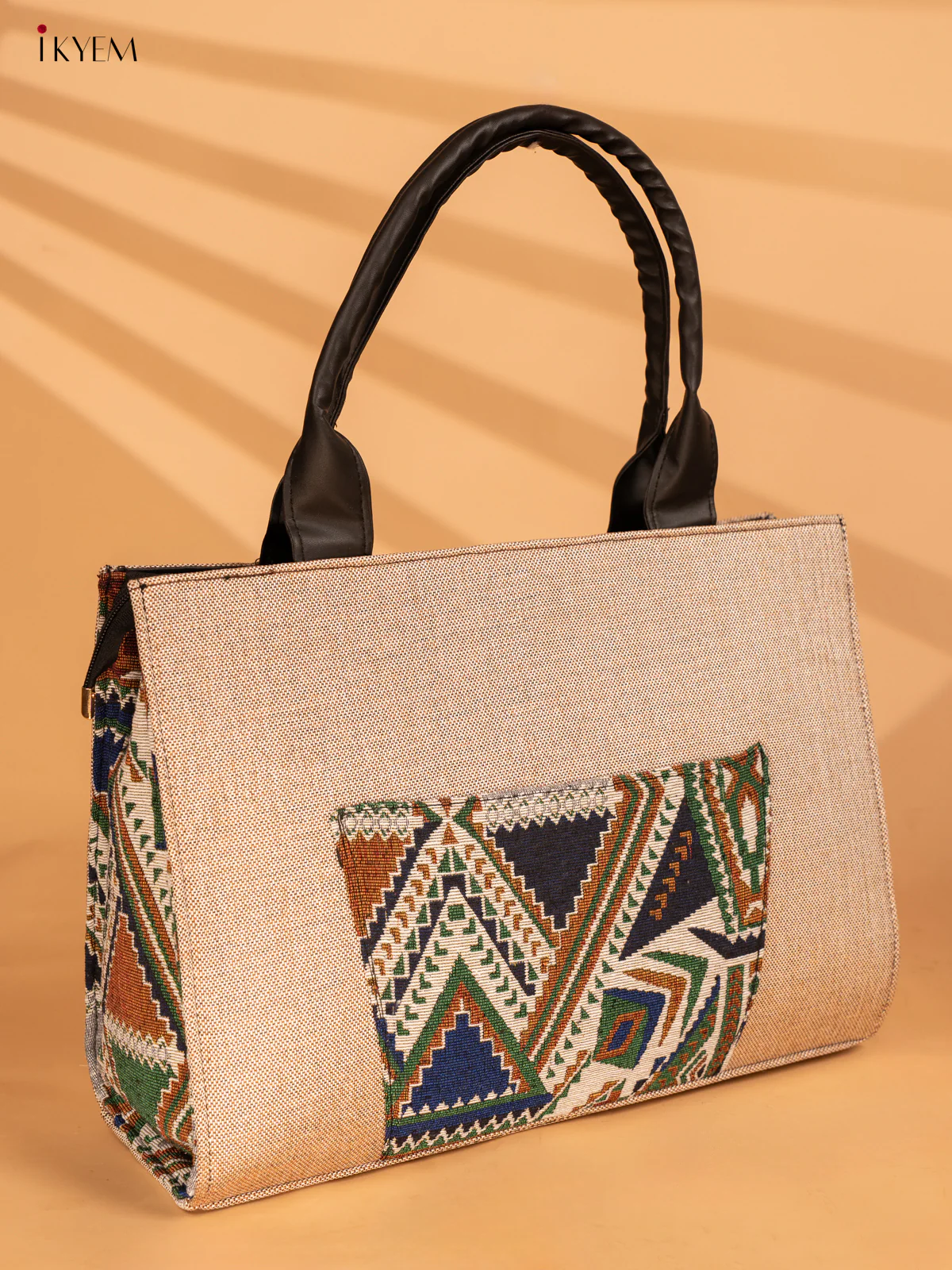 Jacquard Handbag with Leather Sling - Sandal - KA18142 - Image 3