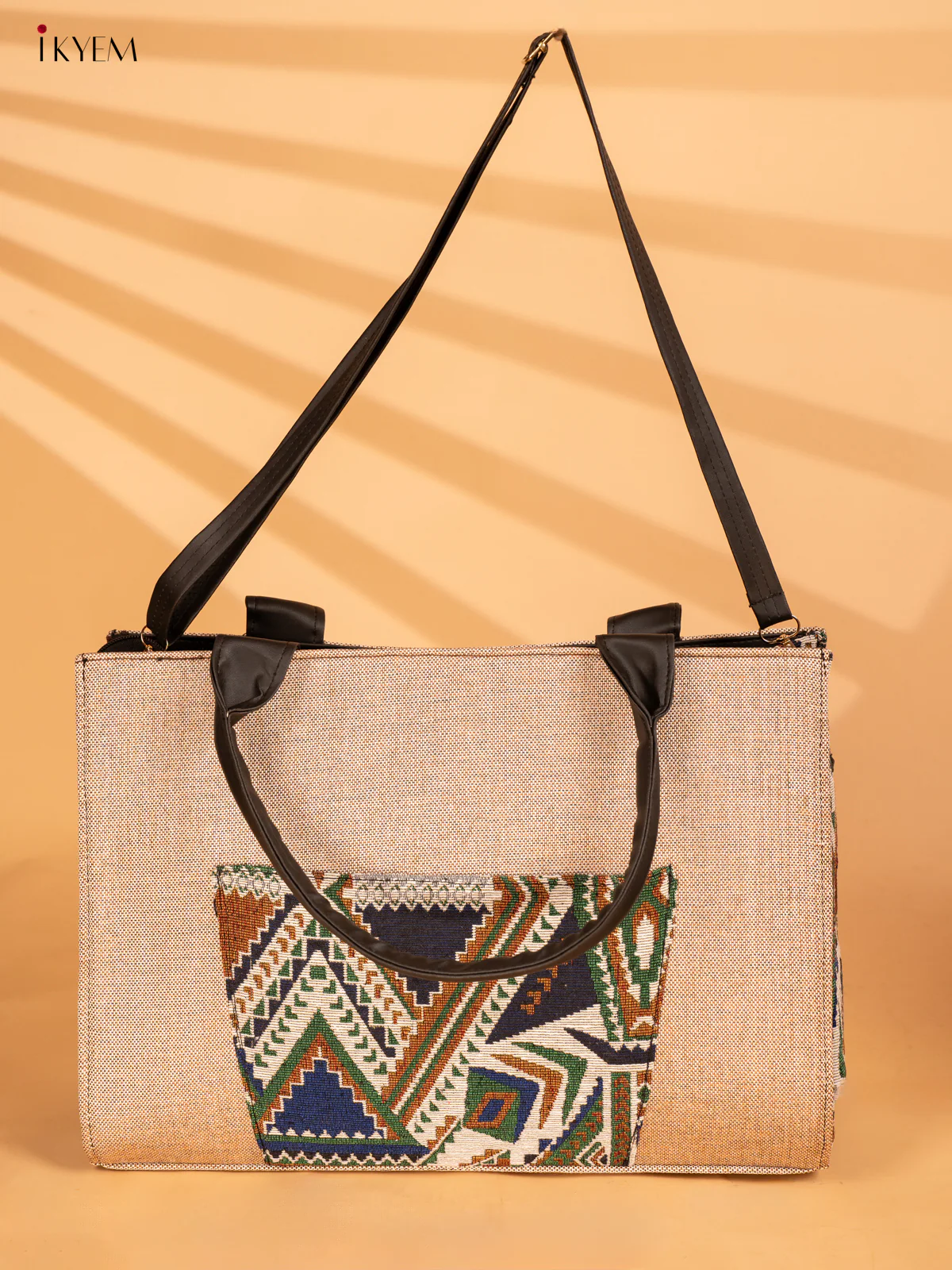 Jacquard Handbag with Leather Sling - Sandal - KA18142 - Image 5