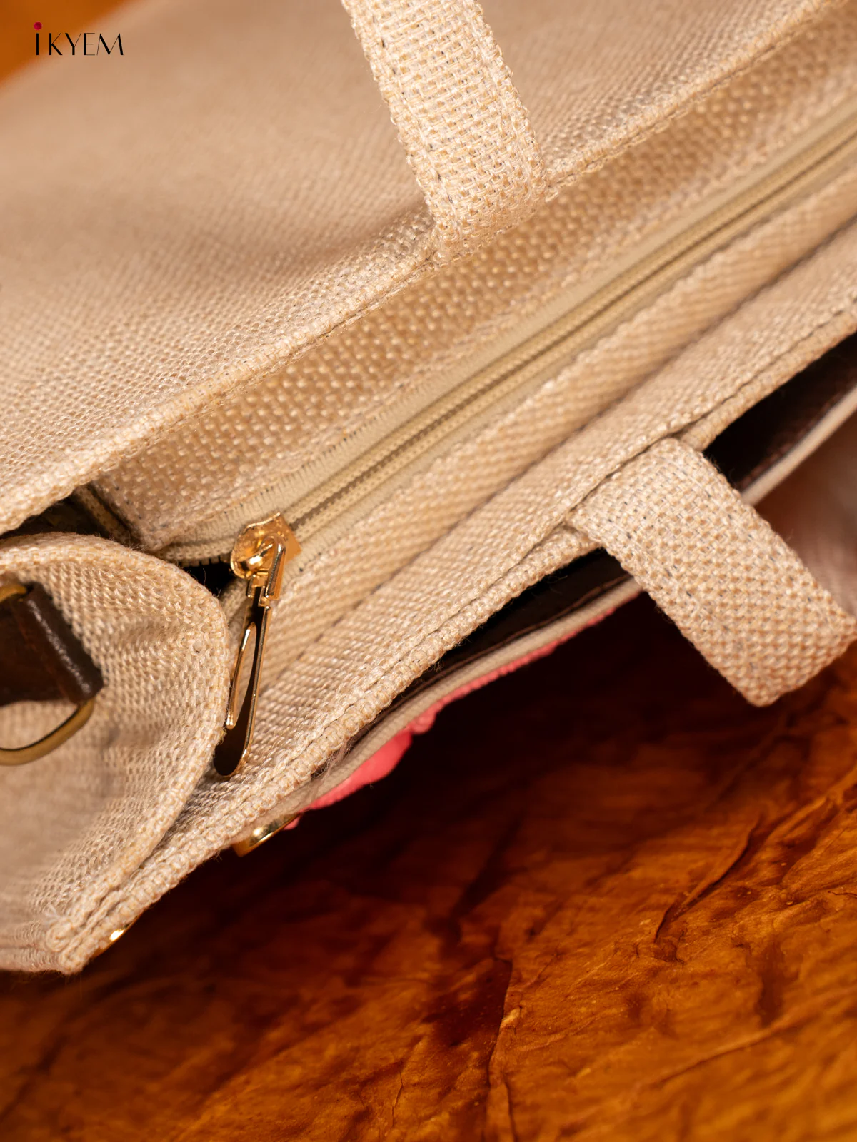 Embellished Jute Handbag - Pink - KA18153 - Image 4