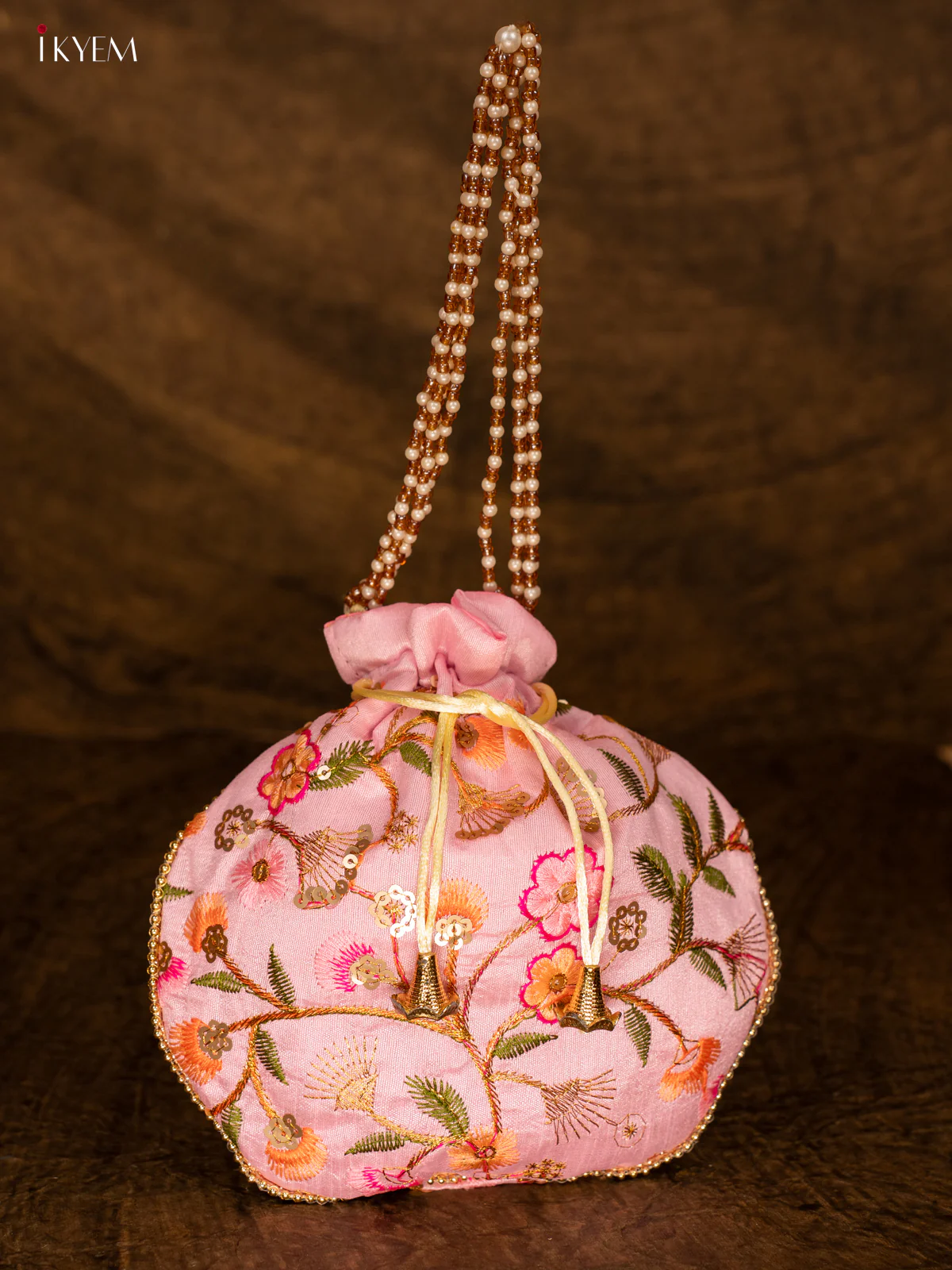 Designer Floral Potli Bag - Pink - KA18163 - Image 5