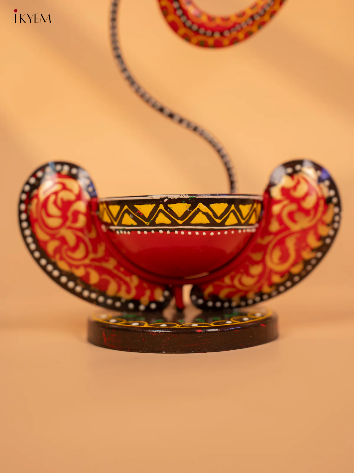 Iron Hand Painted Ganesha T-light Holder - 11 Inch -KA21113 - Image 4