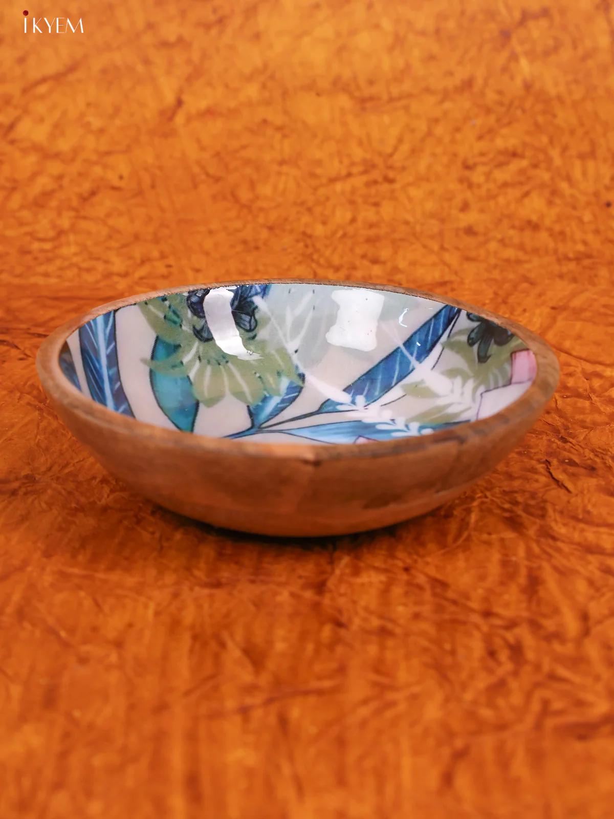 Wooden crockery Bowl Small Fork With Spoon Set - Blue with Pink -KA22119 - Image 3
