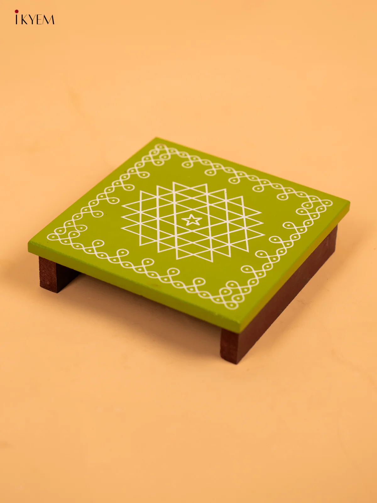 Wooden Square Kolam Manai (5x5) - Aishwarya Kolam - KA30120 - Image 3