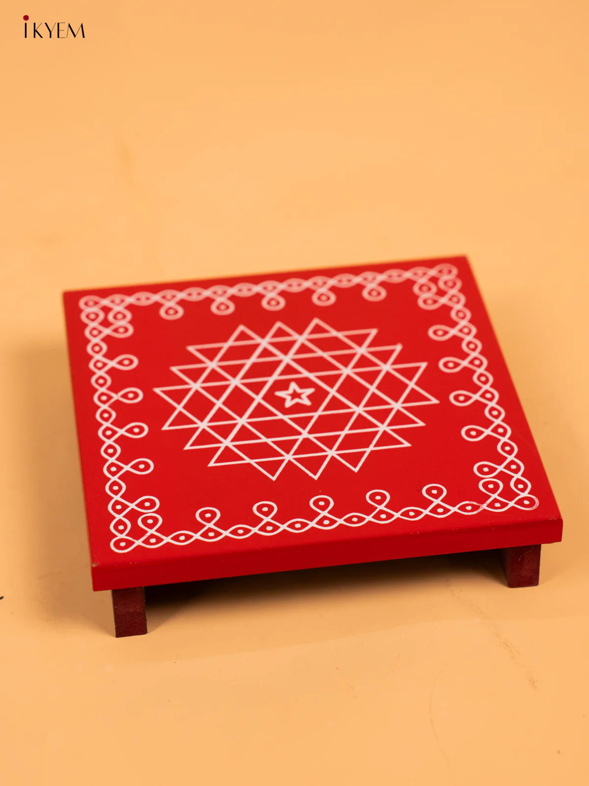 Wooden Square Kolam Manai (6x6) - Aishwarya Kolam - KA30122 - Image 4